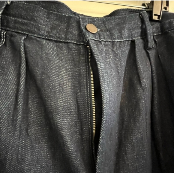 NWOT Banana Republic High Rise Dark Denim Pleated Shorts Size 33 - Picture 4 of 9